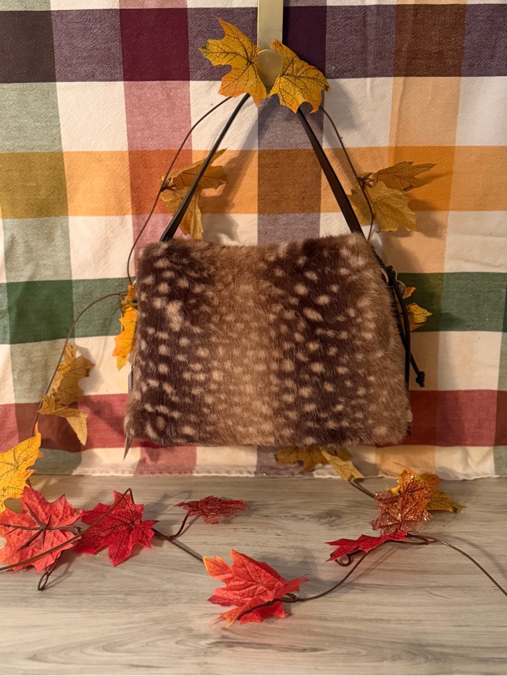 BCBGeneration Brown Faux Fawn-Print Shoulder Bag